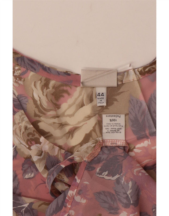 Byblos Dame Oversized Bluse Top IT 44 Medium Pink Floral Polyester