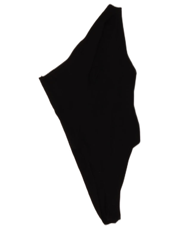 Zara Womens One Shoulder Bodysuit UK 12 Medium Black Cotton