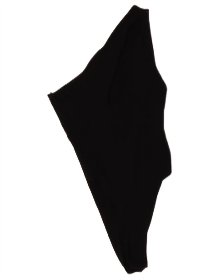 Zara Womens One Shoulder Bodysuit UK 12 Medium Black Bomuld