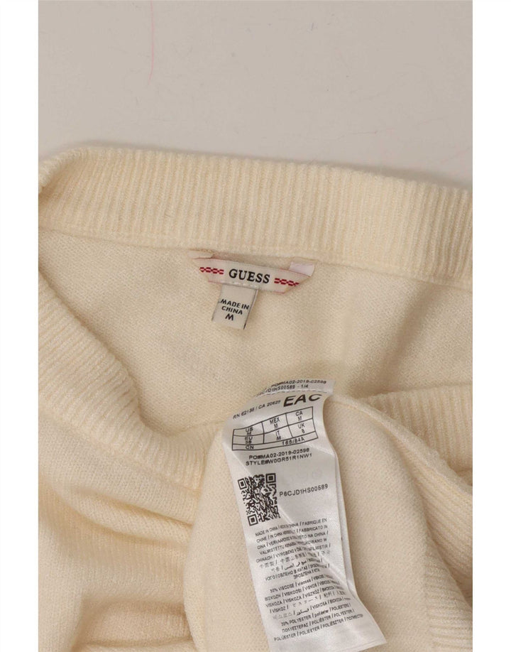 Guess Dame Oversized Boat Neck Jumper Sweater UK 8 Small Off White