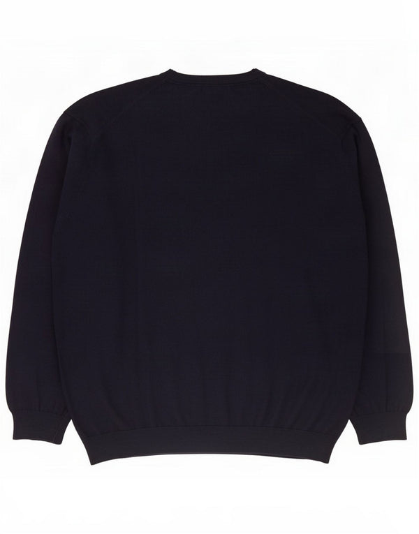 Lacoste Mens V-Neck Jumper Sweater Size 8 3XL Navy Blue Cotton