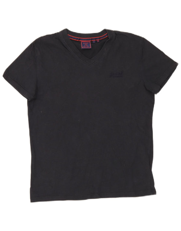 Superdry T-shirt top til kvinder UK 16 Stor marineblå bomuld