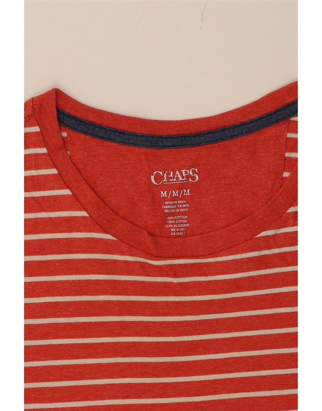 CHAPS Womens T-Shirt Top Medium Red Striped Cotton Vintage Chaps and Second-Hand Chaps from Messina Hembry 
