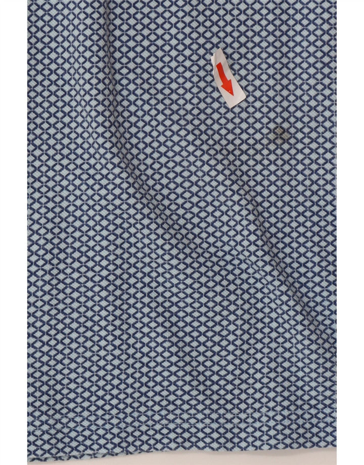 Calvin Klein Herre Classic Fit Polo Shirt Stor blå geometrisk bomuld