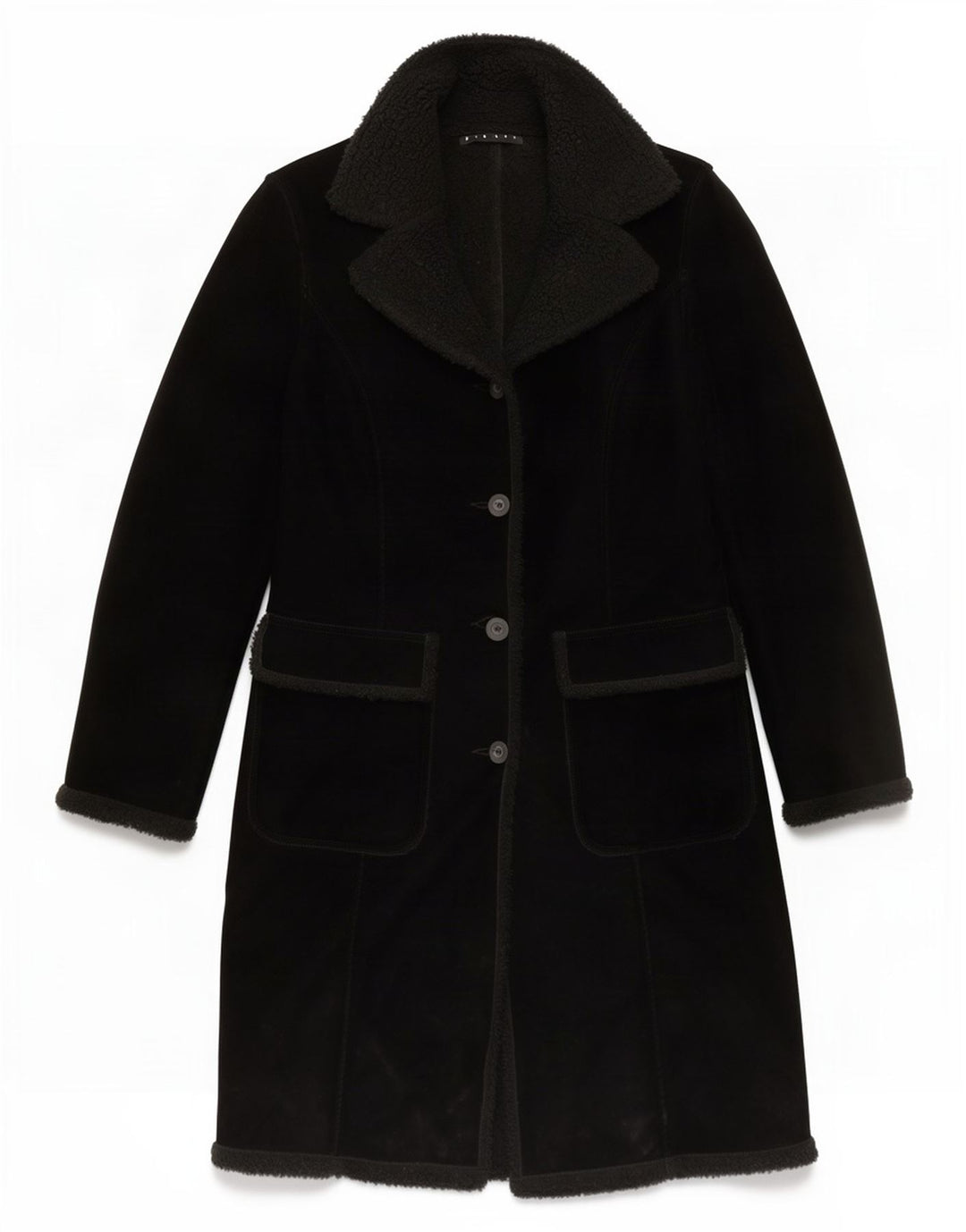 Sisley Sherpa Overfrakke UK 10 Small Black Polyester