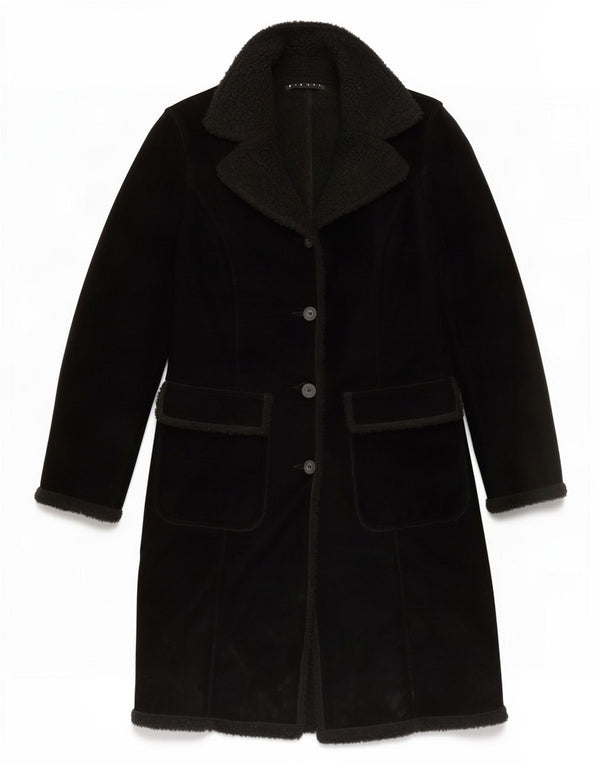Sisley Sherpa Overfrakke UK 10 Small Black Polyester