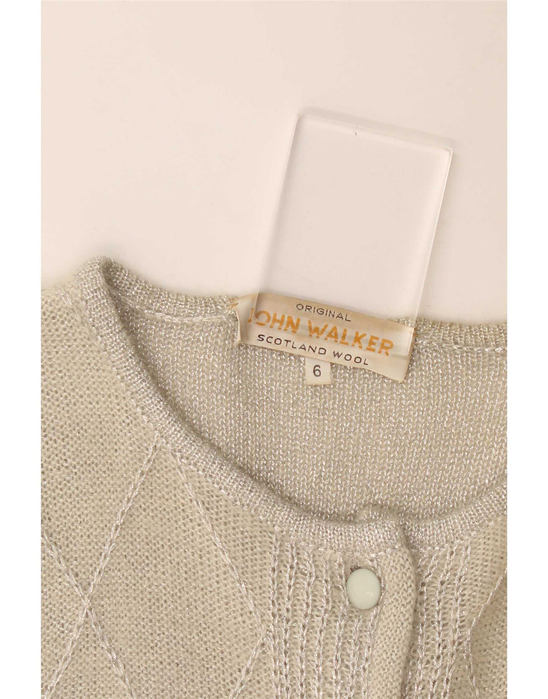John Walker Dame Cardigan Sweater UK 18 XL Grå Argyle/Diamond Wool