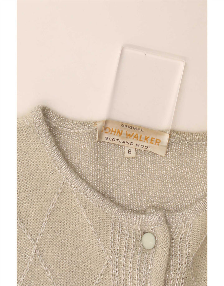 John Walker Dame Cardigan Sweater UK 18 XL Grå Argyle/Diamond Wool