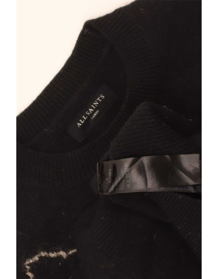 All Saints Dame Crew Neck Jumper Sweater UK 16 Large Black Wool