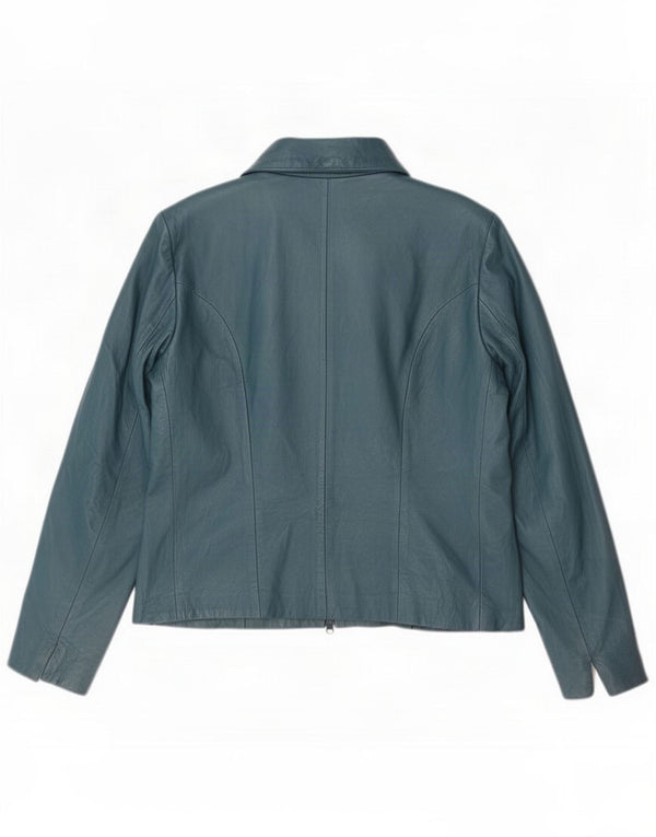 Vintage Dame Læderjakke IT 54 3XL Blå