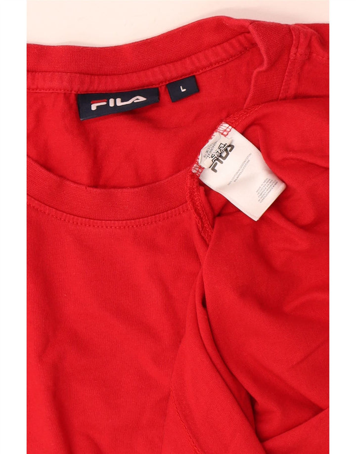Fila Herre Grafisk Top Langærmet Stor Rød Colourblock Bomuld