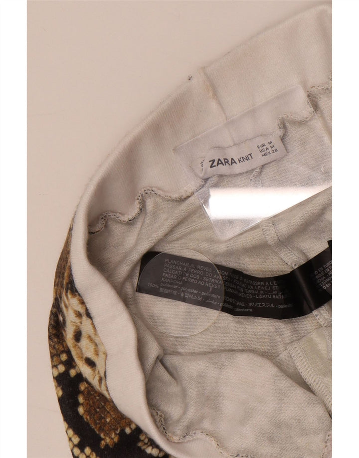 Zara Womens Leggings UK 12 Medium Brown Animal Print Polyester