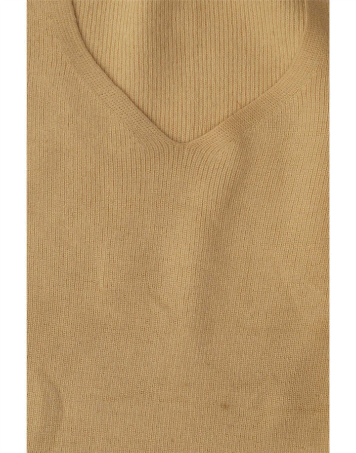 Zara Dame V-hals sweater UK 16 Stor Beige Uld
