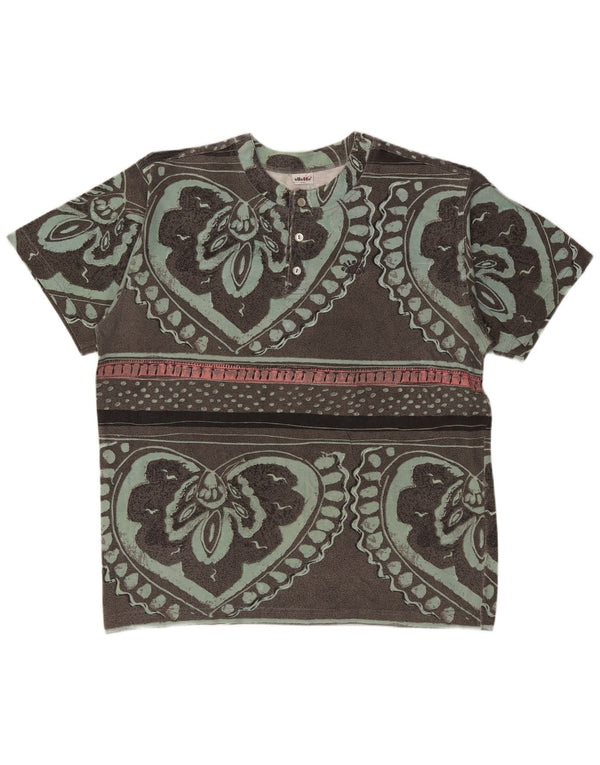 Ellesse Herre Grafisk T-Shirt Top Stor Grå Blomster Bomuld