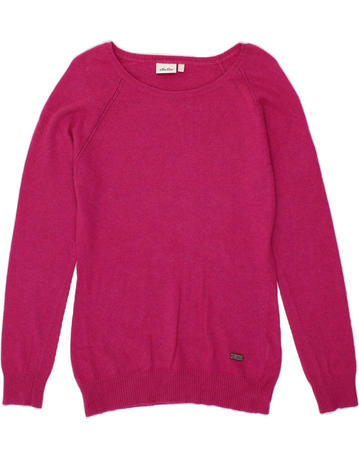 ELLESSE Womens Boat Neck Jumper Sweater UK 14 Large Pink Wool Vintage Ellesse and Second-Hand Ellesse from Messina Hembry 