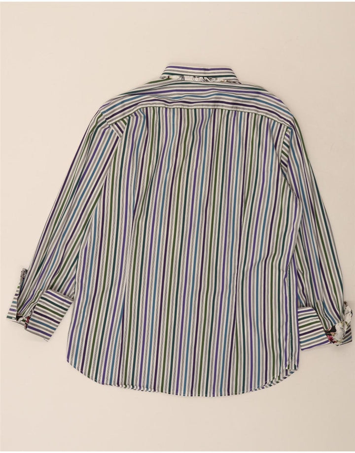 TED BAKER Herre formel skjorte str. 5 Large Blue Pinstripe Cotton