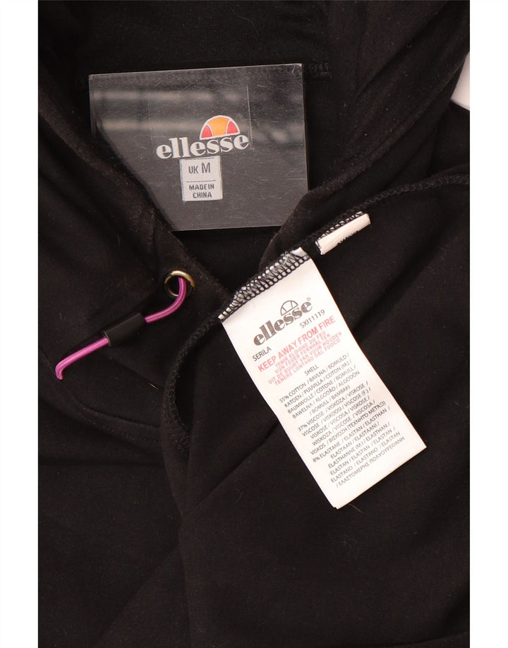 Ellesse Herre Grafisk Hoodie Jumper Medium Sort Bomuld