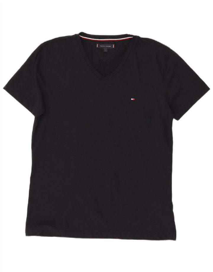 Tommy Hilfiger Herre T-Shirt Top Stor Sort Bomuld