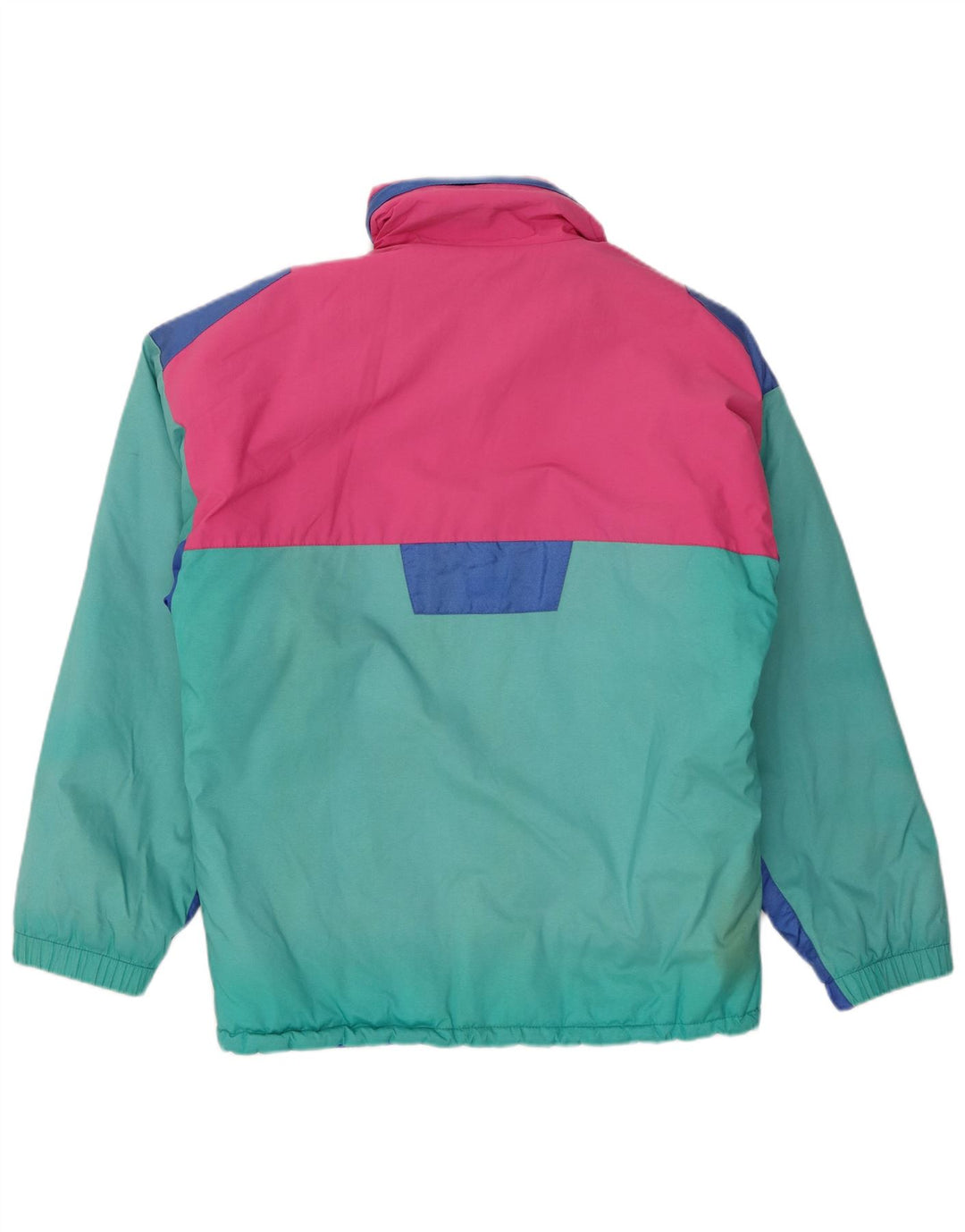 Vintage Herre Oversized Hætte Skijakke IT 46 Lille Grøn Colourblock