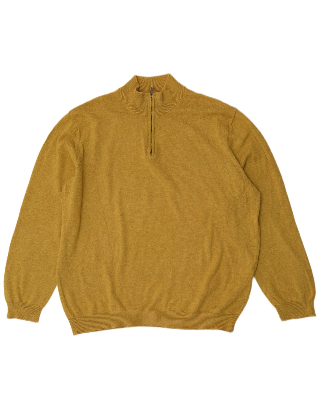 Massimo Dutti Herre Zip Neck Jumper Sweater 2XL Gul Bomuld