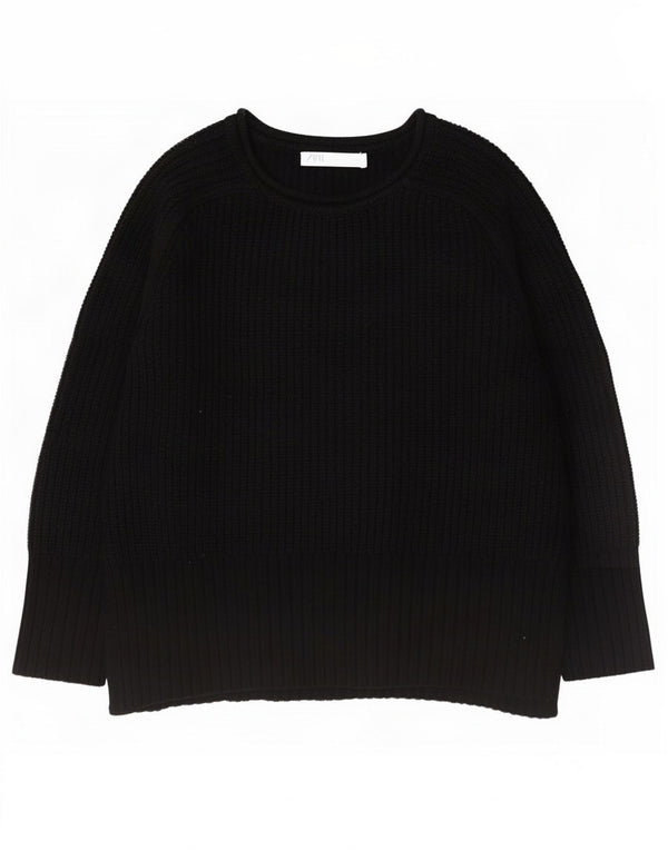 Zara Dame Oversized Boat Neck Jumper Sweater UK 10 Small Black Acryl