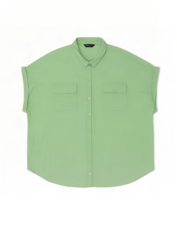 Marks & Spencer Kortærmet Oversized skjortebluse til kvinder UK 20 2XL Grøn
