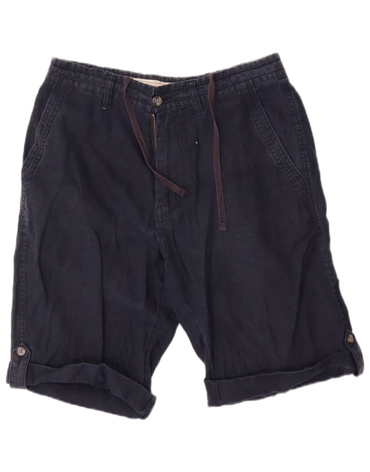 Marks & Spencer Herre Chino Shorts W30 Medium Navy Blue Linen