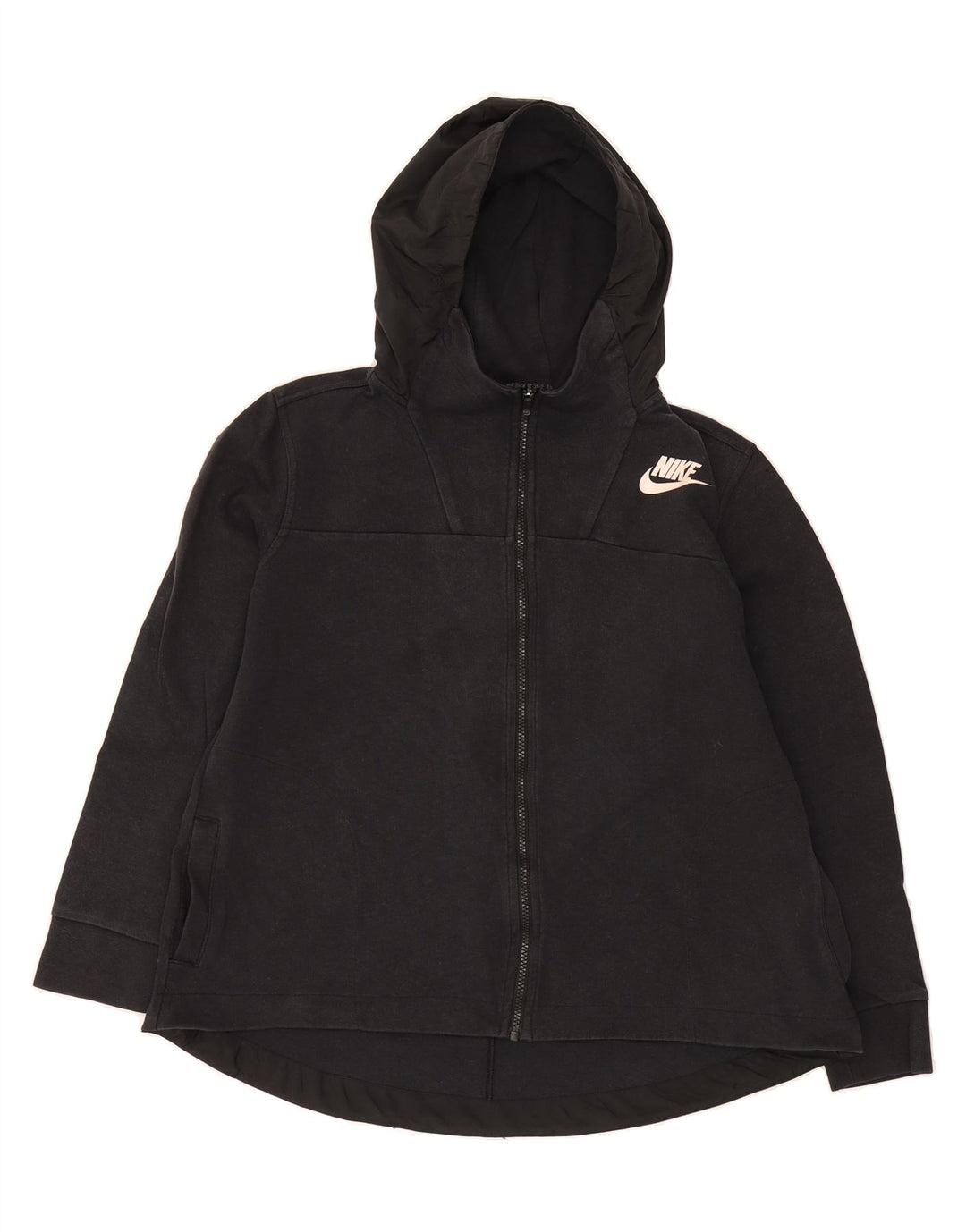 NIKE Womens Zip Hoodie Sweater UK 14 Medium Black Cotton Vintage Nike and Second-Hand Nike from Messina Hembry 