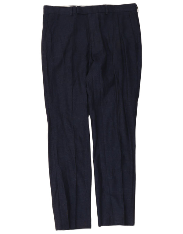Marks & Spencer Herre Slim Suit Bukser W34 L31 Marineblå Bomuld