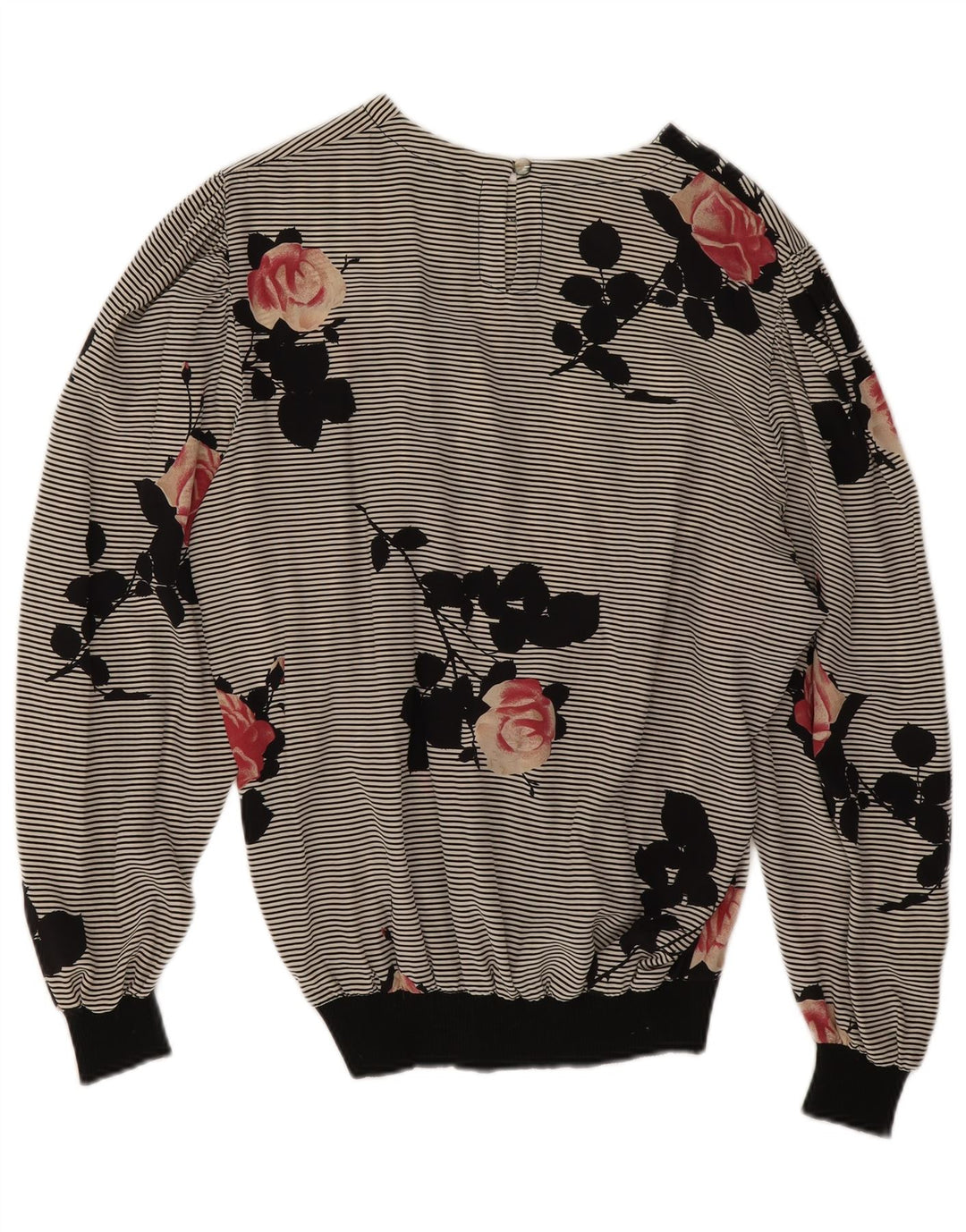 Biffi Dame Langærmet Bluse Top UK 16 Large Grey Floral Silke