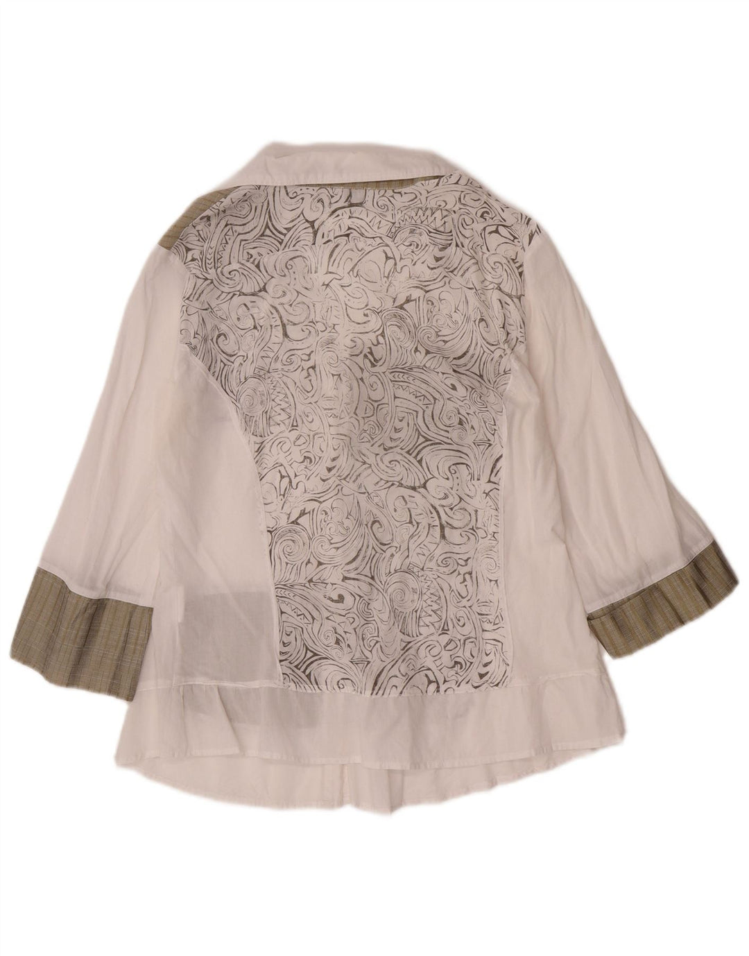 Borgofiori skjortebluse med 3/4 ærmer til kvinder IT 48 XL Hvid patchwork