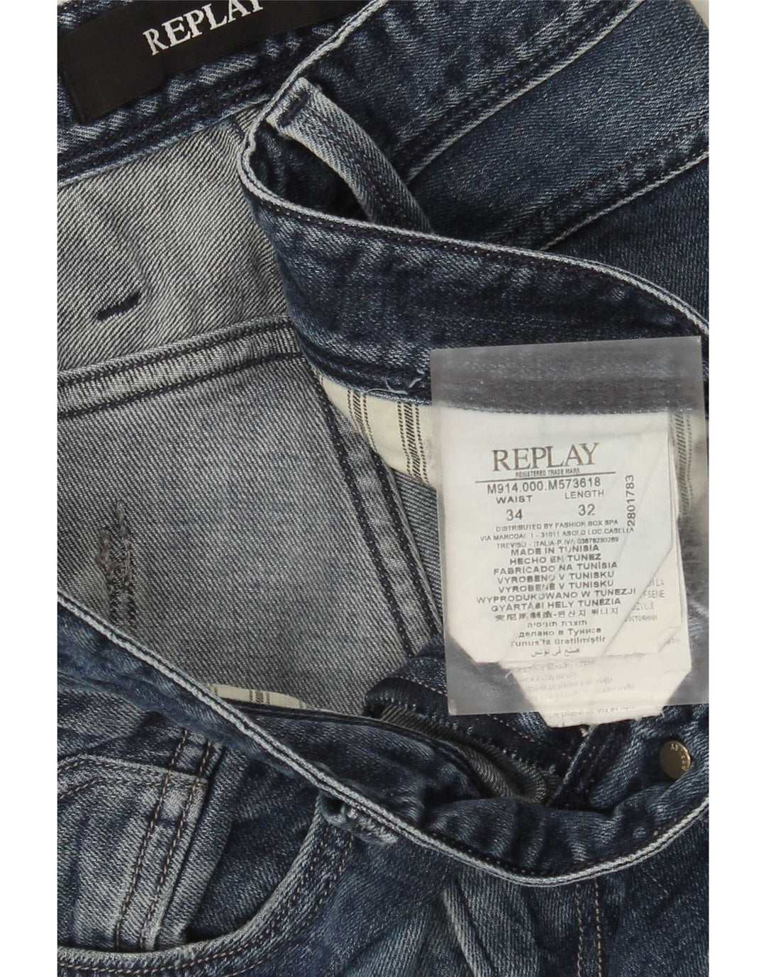 Replay Dame Slim Jeans W34 L32 Blå Bomuld