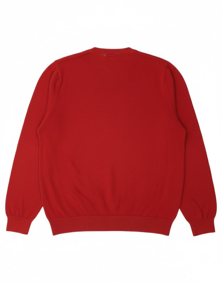 BLUE HARBOUR Mens V-Neck Jumper Sweater XL Red Cotton