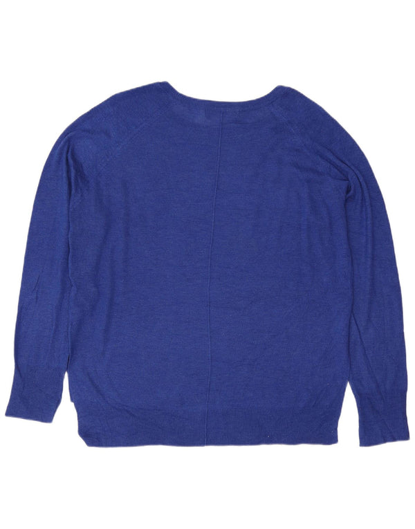 Zara Dame Boat Neck Jumper Sweater UK 14 Medium Blue Viscose