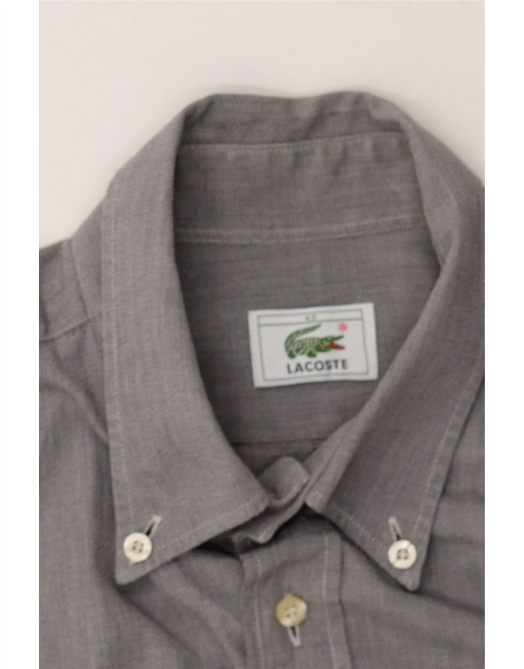 LACOSTE Mens Shirt Size 40 Medium Grey Cotton Vintage Lacoste and Second-Hand Lacoste from Messina Hembry 