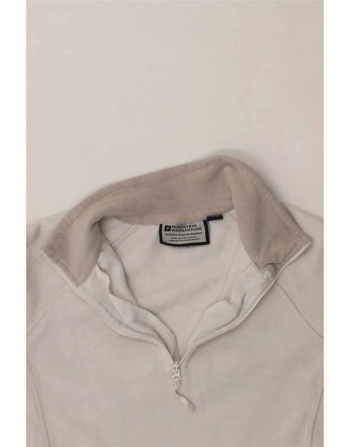 MOUNTAIN WAREHOUSE Womens Zip Neck Fleece Jumper UK 12 Medium White Vintage Mountain Warehouse and Second-Hand Mountain Warehouse from Messina Hembry 