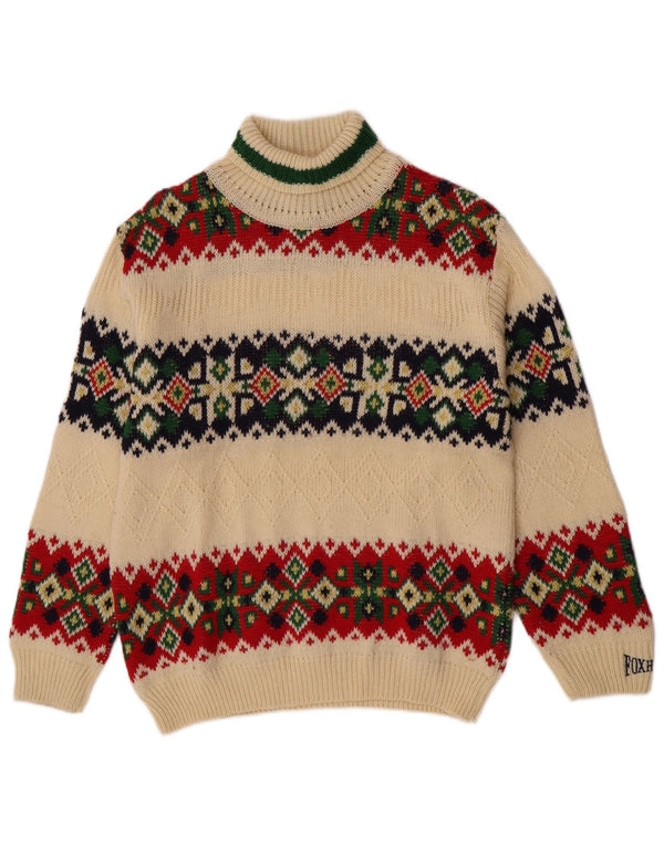 Foxhound drenge rullehals sweater 15-16 år Off White Fair Isle Wool