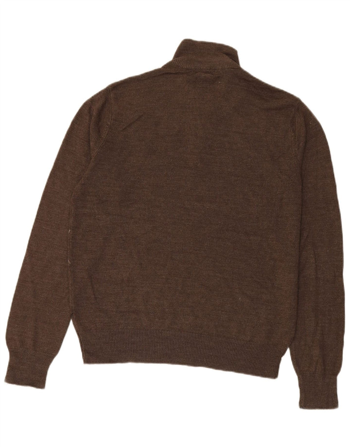 Dockers Herre Zip Neck Jumper Sweater Small Brown Argyle/Diamond Acryl