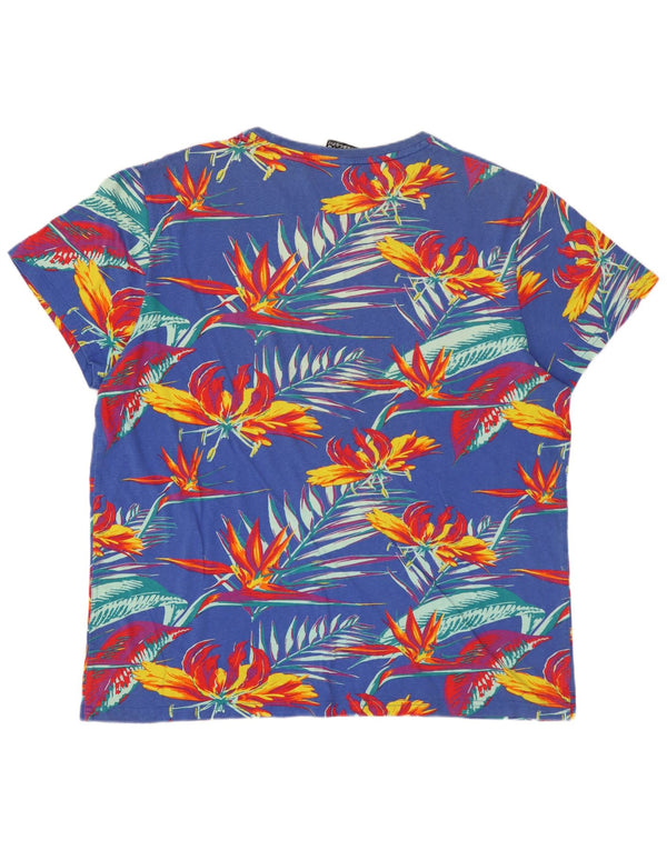 SUPERDRY Herre grafisk T-shirt Top 2XL Blå blomster