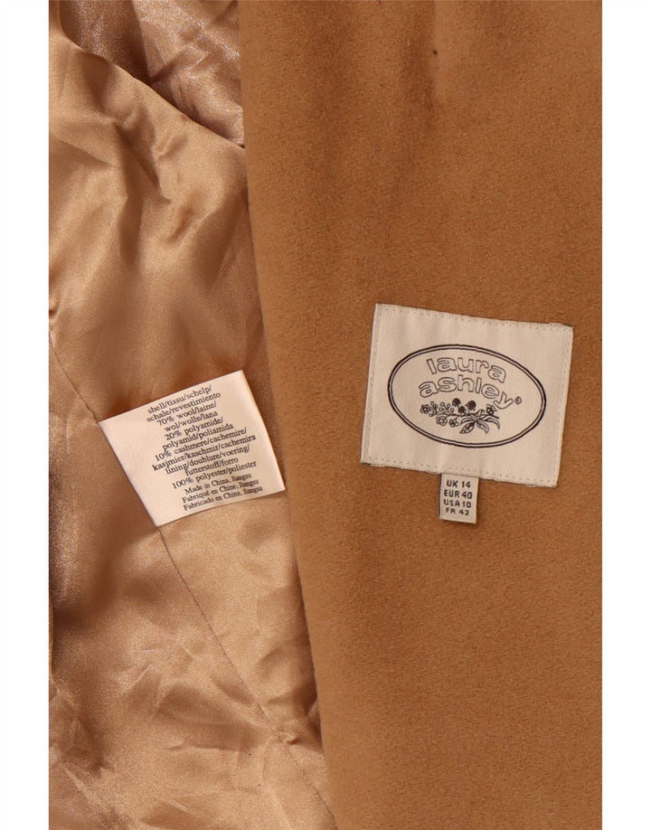 LAURA ASHLEY Military Duffle-jakke med hætte til kvinder UK 14 Stor brun uld