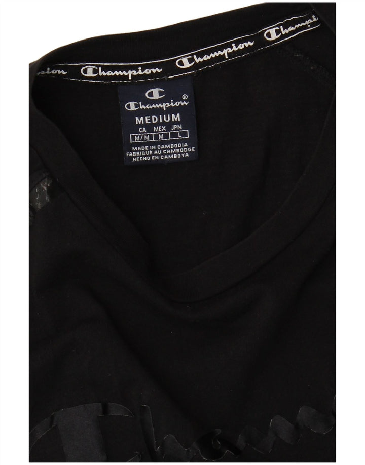 Champion Dame Grafisk T-Shirt Top UK 14 Medium Sort