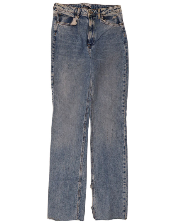 Zara Dame Højtaljede Lige Jeans EU 40 Medium W30 L33 Blå