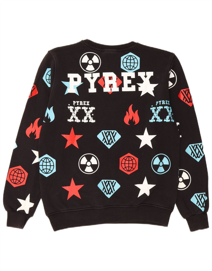 Pyrex drenge grafisk sweatshirt trøje 13-14 år 2XL sort bomuld