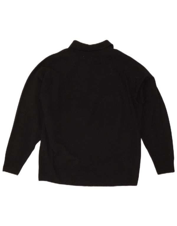 CZARINA Dame Polo Neck Jumper Sweater UK 16 Large Black Wool