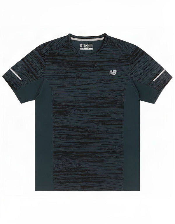 New Balance Herre T-Shirt Top Medium Grøn Flecked Polyester
