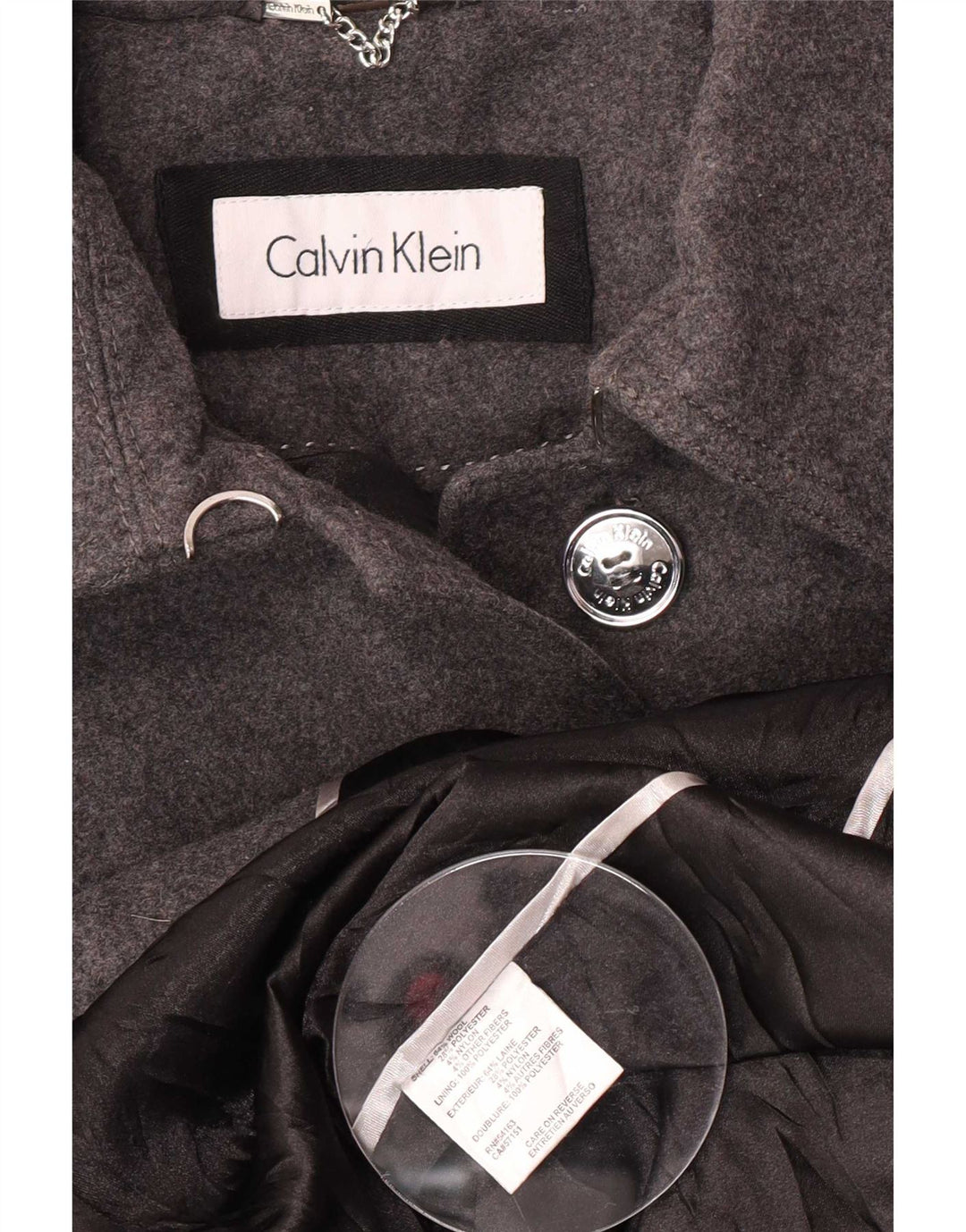 Calvin Klein Dame Trench Coat UK 14 Medium Grey Uld