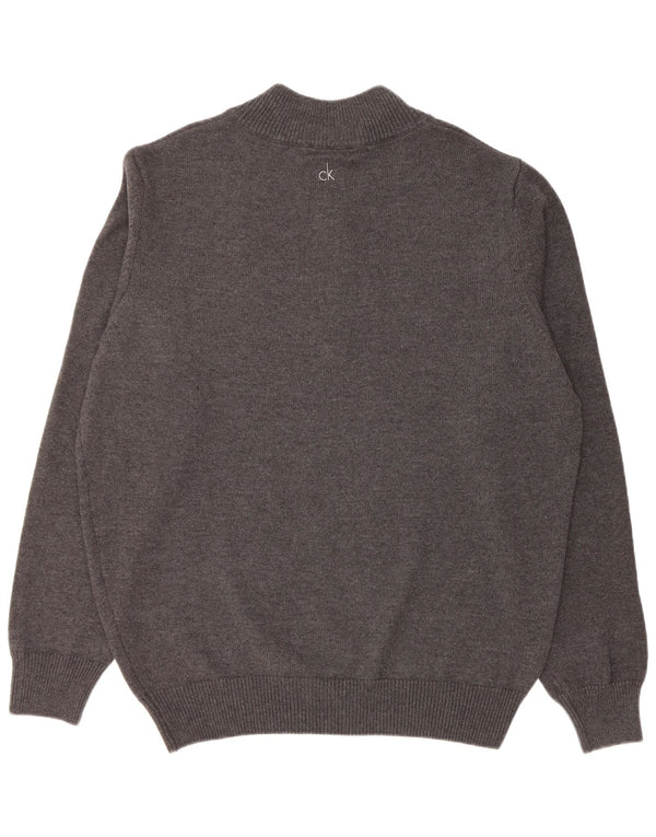 CALVIN KLEIN Herre Golf Zip Neck Jumper Sweater 2XL Grå Bomuld