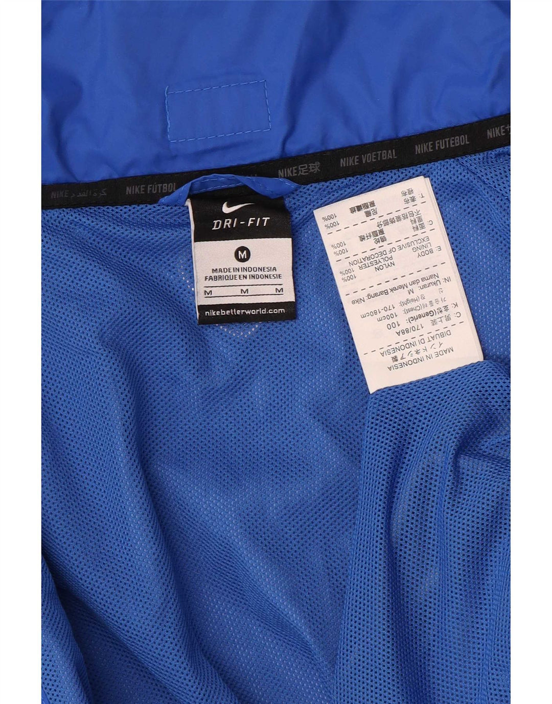 Nike Regnjakke med hætte til mænd UK 38 Medium Blue Colourblock Nylon