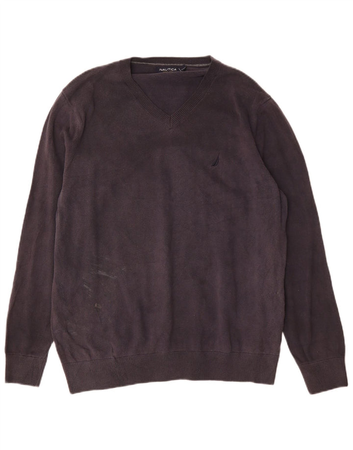 Nautica Herre V-hals sweater Medium Marineblå Bomuld