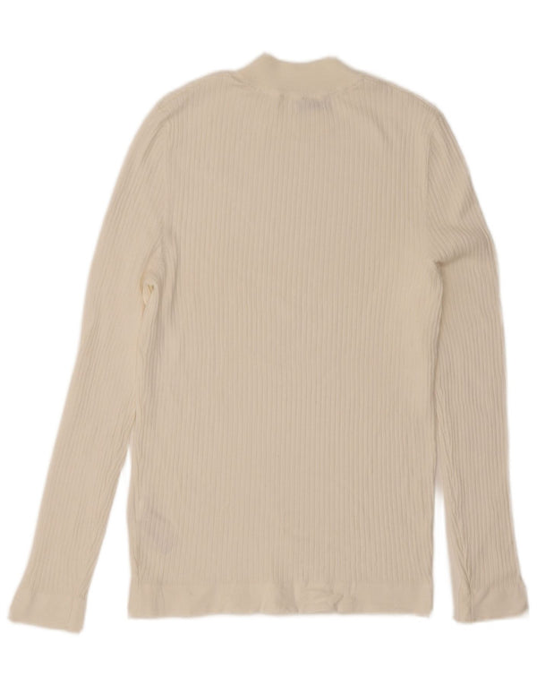 Zara Dametop Langærmet UK 12 Medium White Viscose